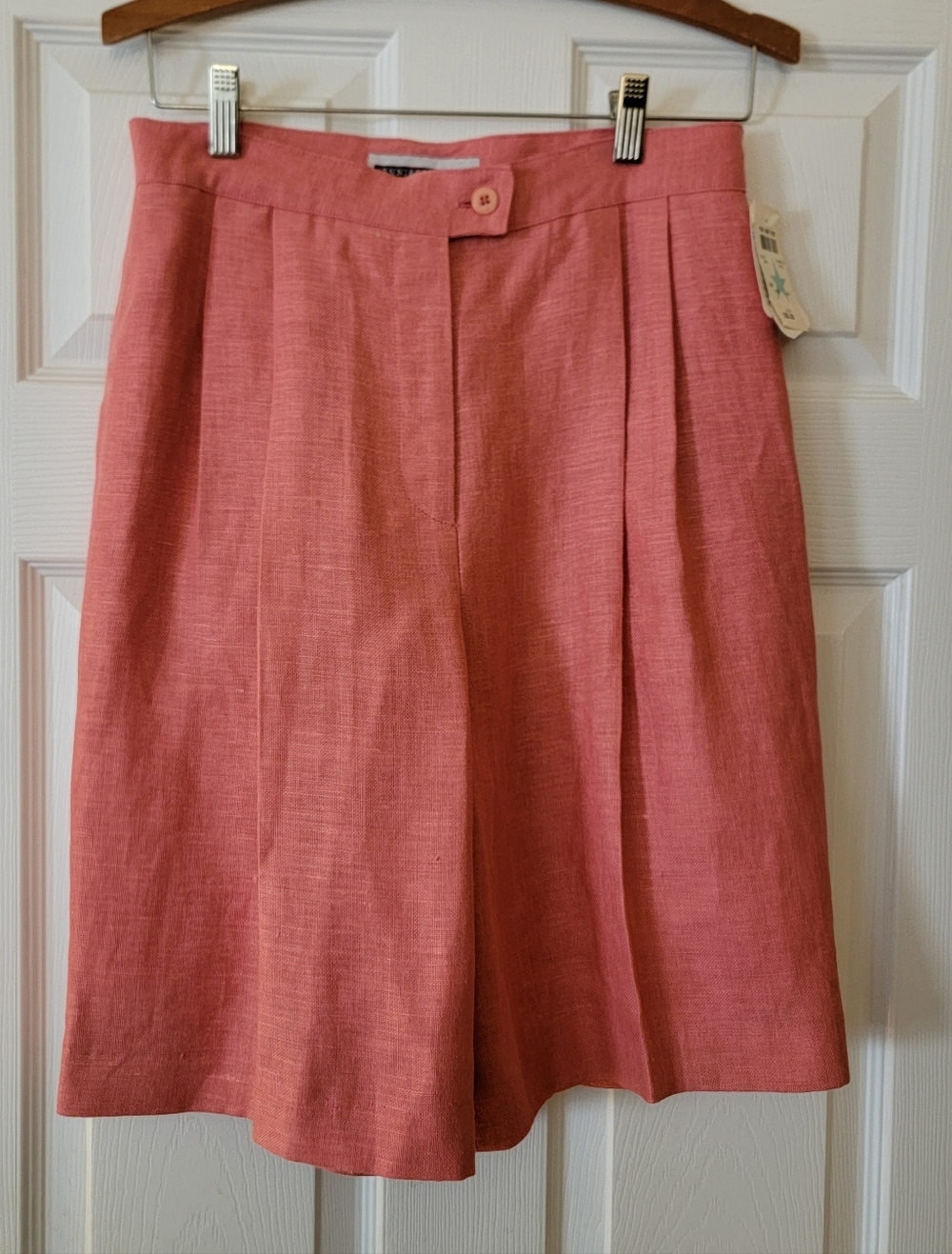 Vtg JENNIFER MOORE Linen Pleated Shorts Sz10 High Waist Mom Bermuda 90s RosePink